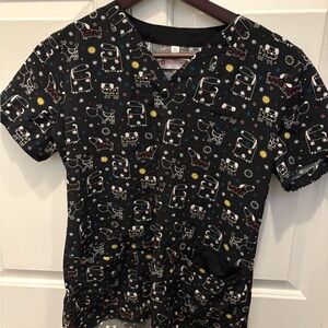 Black Dog patterned Scrub Top